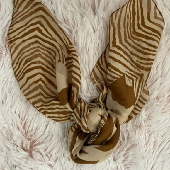 VINTAGE Animal Print Scarf Brown Shades - Picture 4 of 5